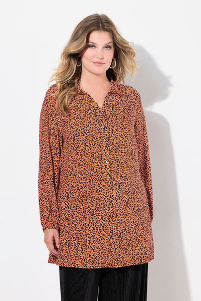 MIAMODA Hemdbluse Bluse A-Linie Leomuster Saum-Volant günstig online kaufen