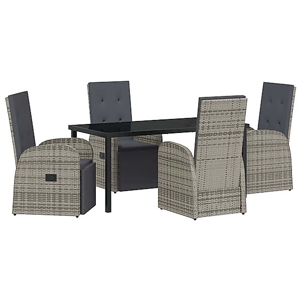 vidaXL Garten Essgruppe mit Kissen 5-Tlg Grau Poly Rattan 3379488 günstig online kaufen