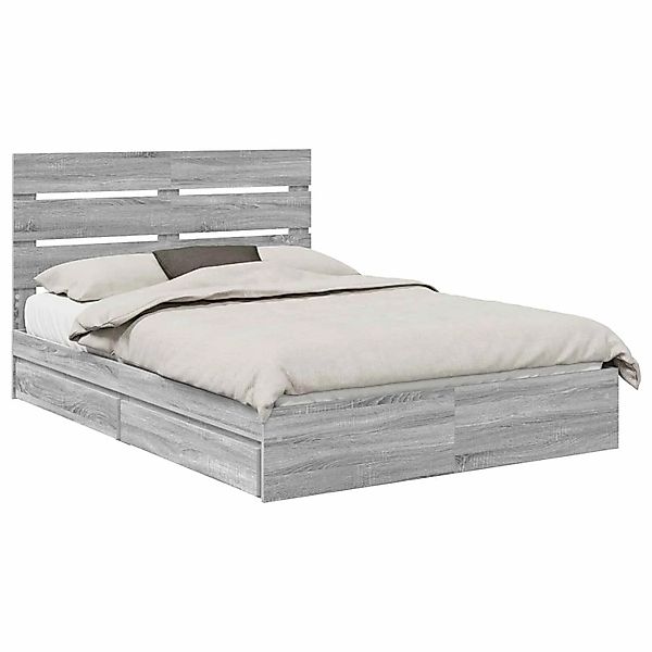 vidaXL Stauraumbett Grau Sonoma 140 x 200 cm Holzwerkstoff 3411897 günstig online kaufen