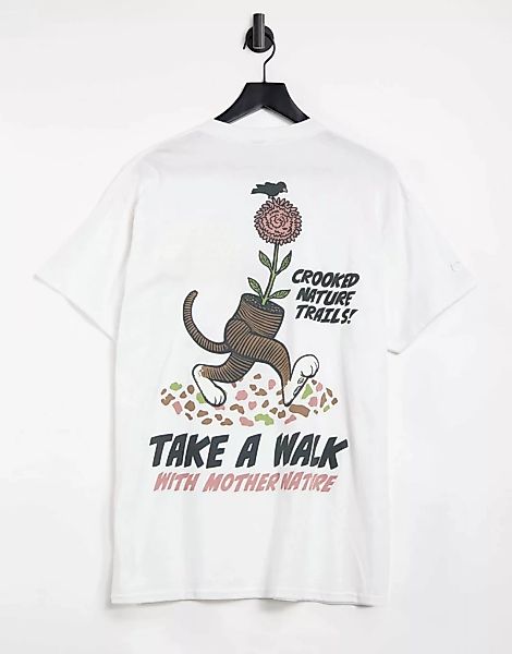 Crooked Tongues – Weißes T-Shirt mit „Take A Walk”-Print am Rücken günstig online kaufen