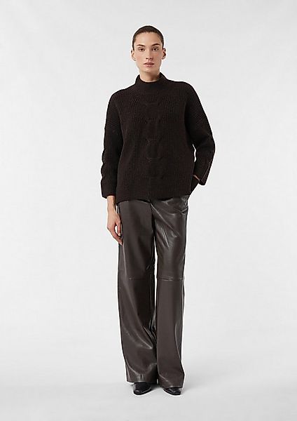 comma Chinos Hose Wide-Leg-Hose in Glattleder-Optik günstig online kaufen