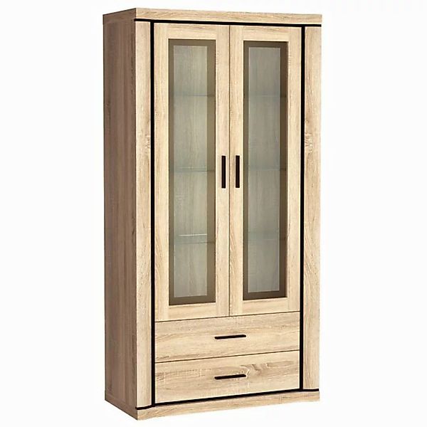 Lomadox Vitrine DUNEDIN-161 Vitrinenschrank, 97cm breit, Sonoma Eiche günstig online kaufen