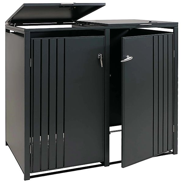 Proregal 2er-Mülltonnenverkleidung Mit Deckel HxBxT 122x132x84 cm Anthrazit günstig online kaufen