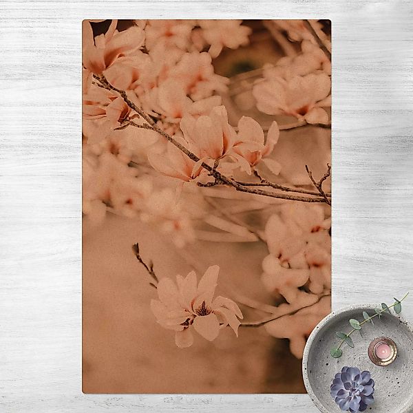 Kork-Teppich Magnolienzweige im Vintagestil günstig online kaufen