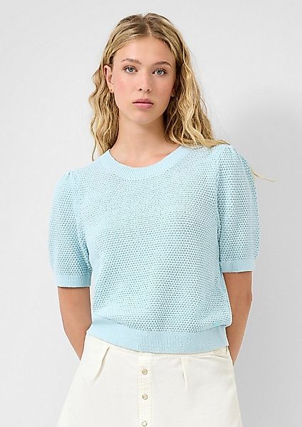 QS Kurzarmpullover Strickpullover Strukturierter Pullover günstig online kaufen