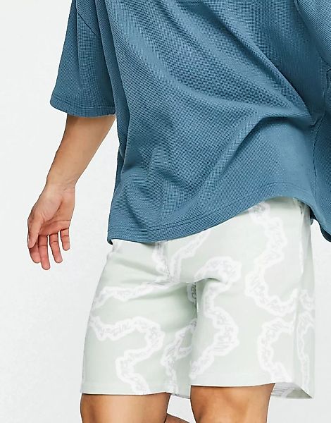 ASOS Daysocial – Lockere Shorts mit All-over-Print in Minzgrün, Kombiteil günstig online kaufen