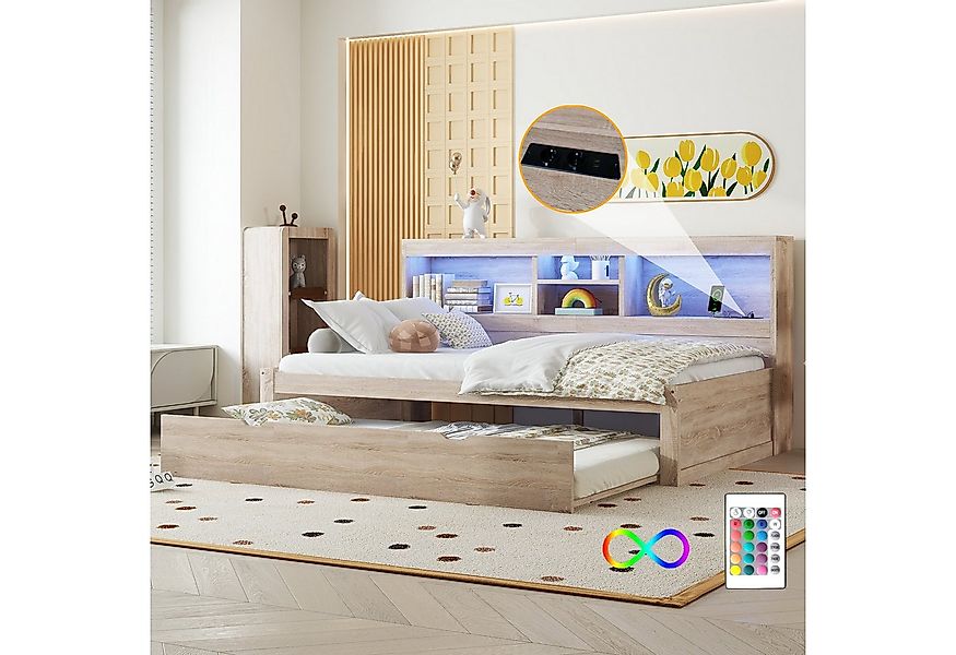STILVORA Daybett Schlafsofa 90×200 Tagesbett mit Steckdose, Kinderbett mit günstig online kaufen