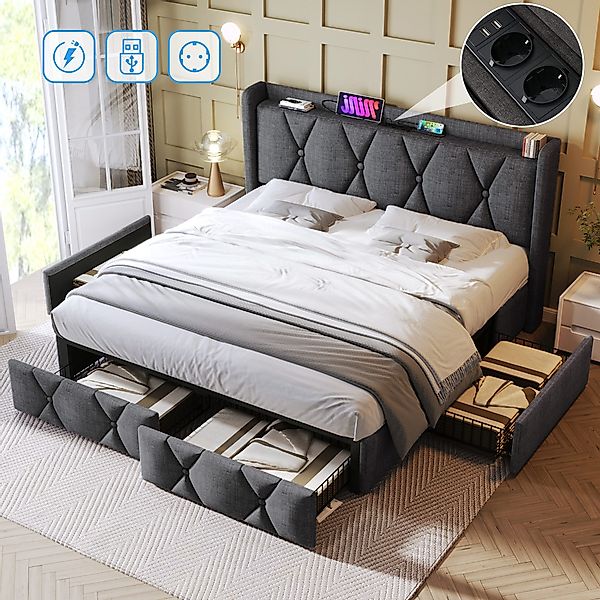 MODFU Polsterbett mit Steckdosen & USB günstig online kaufen