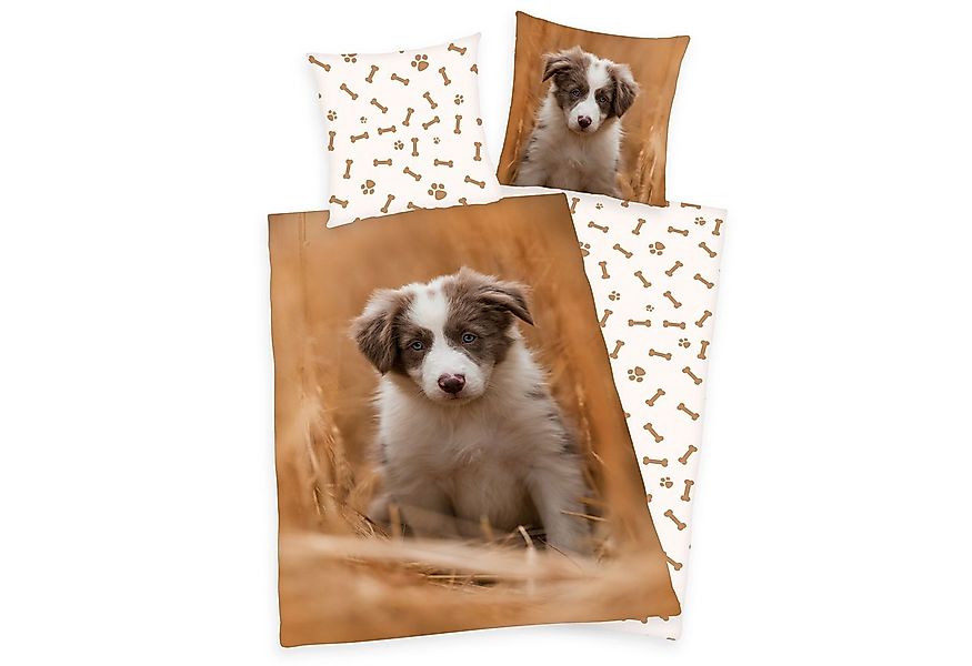 Herding Kinderbettwäsche Bettwäsche Set mit Hund Welpe135 x 200 cm 80 x 80 günstig online kaufen
