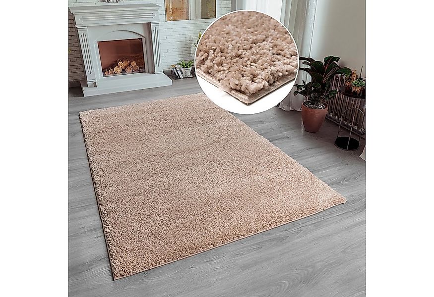 my home Hochflor-Teppich Shaggy 30, rechteckig, Höhe: 30 mm, Teppich, Uni F günstig online kaufen
