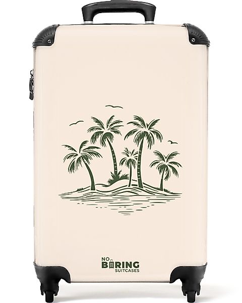 NoBoringSuitcases.com© Hartschalen-Trolley Beige mit grünen Palmen günstig online kaufen