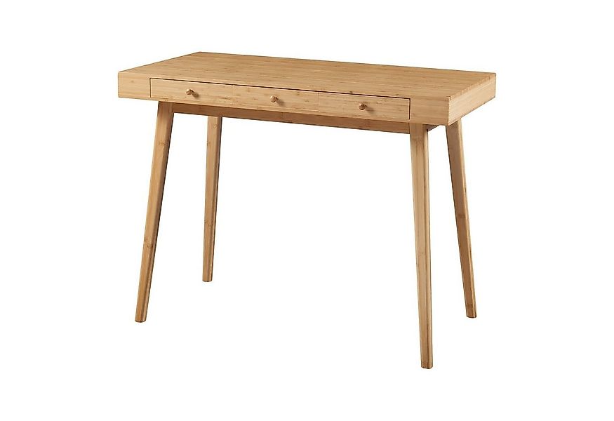 en.casa Schreibtisch, »Hässleholm« Bambus mit 3 Schubladen 100x50x75cm Natu günstig online kaufen
