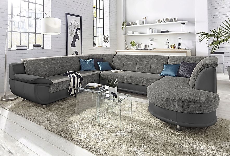 TRENDMANUFAKTUR Wohnlandschaft "Rondo 3, zeitlos und modern, im Materialmix günstig online kaufen