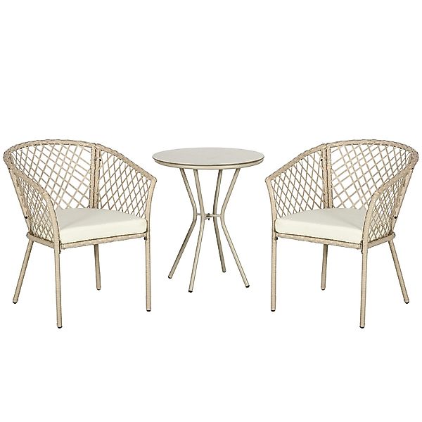 Outsunny Gartenlounge-Set Rattan Gartenmöbel-Set 3-tlg. Gartengarnitur günstig online kaufen