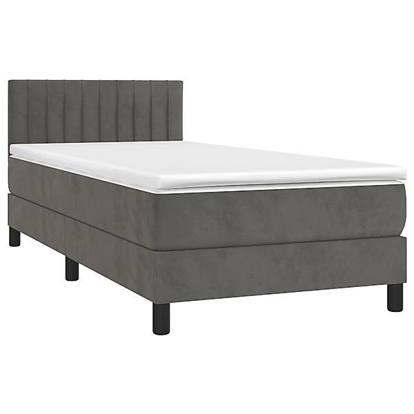 vidaXL Boxspringbett mit Matratze & LED Dunkelgrau 90x190 cm Samt 3134496 günstig online kaufen