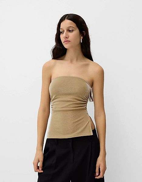 Bershka Bandeau-Top Mit Metallisiertem Garn Und Seitlichen Schlitzen Damen günstig online kaufen