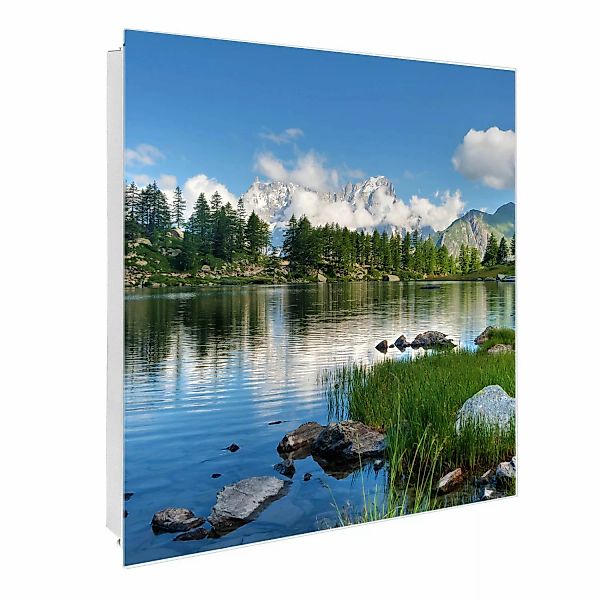 Banjado Großer Schlüsselkasten Glas 30x30cm Weiß Scharnier Links 50 Haken B günstig online kaufen