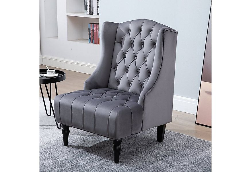 HOMCOM Relaxsessel mit Tufting erhöhte Beine Samtstoff (Ohrensessel, 1-St., günstig online kaufen