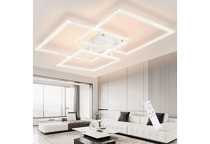 ZMH LED Deckenleuchte Whonzimmer Dreifaches Quadratisches Design Kristall I günstig online kaufen