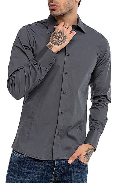 RedBridge Langarmhemd mit Kentkragen Knopfleiste und Stretchkomfort günstig online kaufen