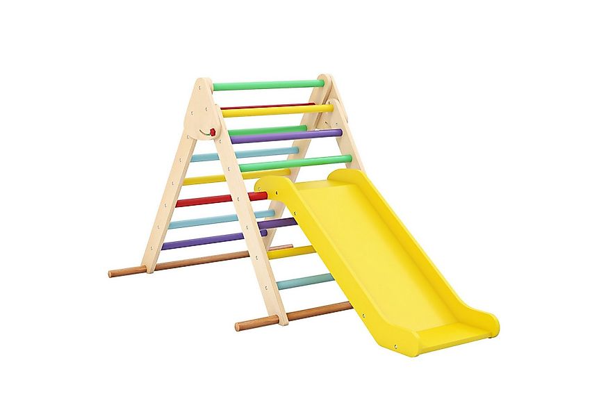 COSTWAY Klettergerüst 3 in 1 Kletterdreieck, mit Rutsche, aus Holz günstig online kaufen