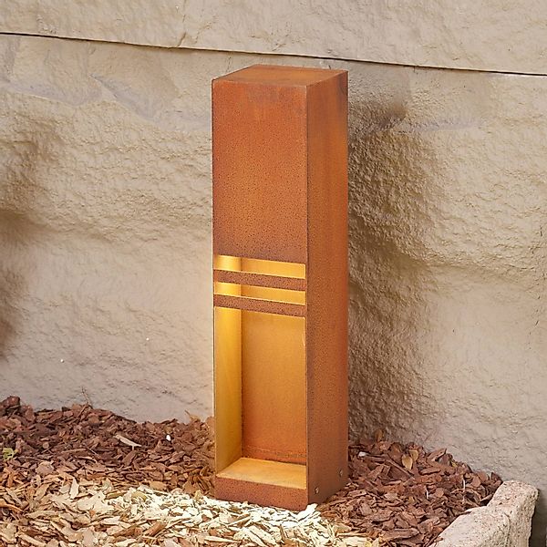 Lucande LED-Sockelleuchte Oxido, rostfarben, Höhe 50cm, IP44 günstig online kaufen