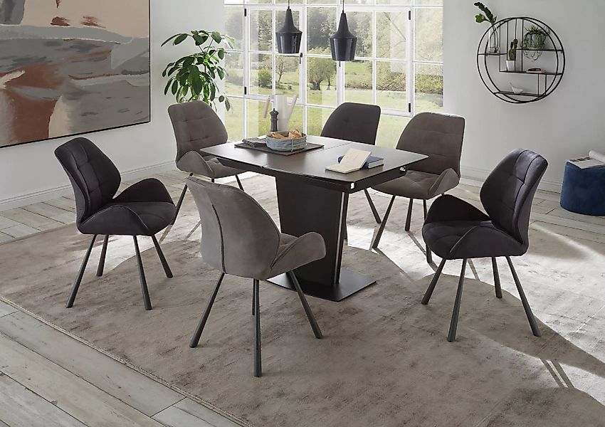 Essgruppe Keramik Esstisch + Stühle 6x dunkel grau Ferrara günstig online kaufen