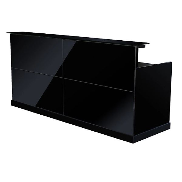 Jet-Line Empfangstheke Zürs in Schwarz mit Edler Glasfront 220x70x105 cm günstig online kaufen