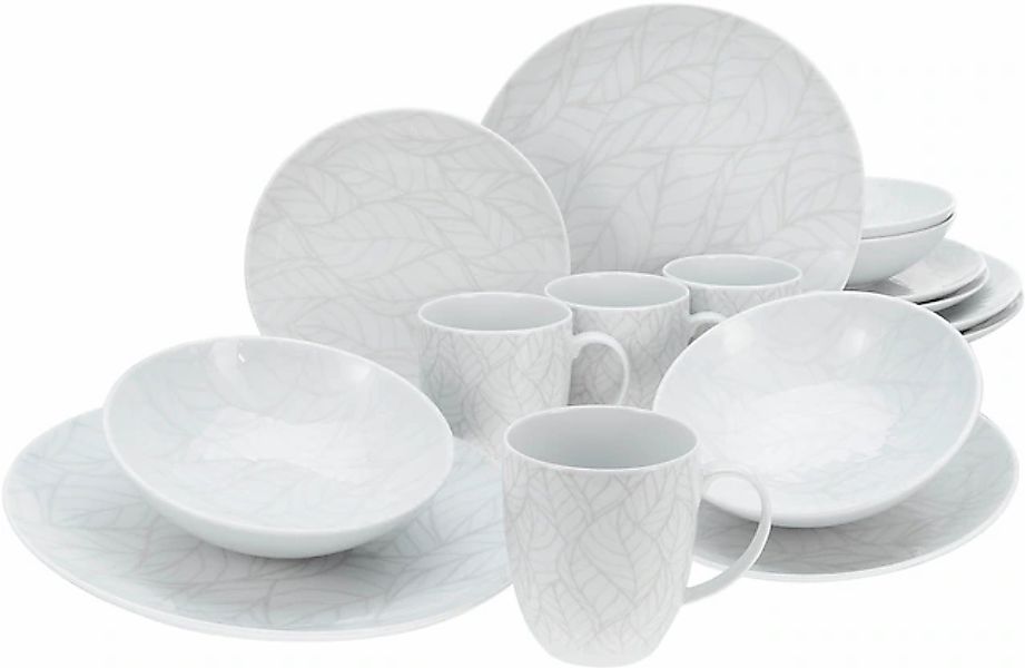 CreaTable Kombiservice »Geschirr-Set Home - Blätter« Service, weiß, Used-un günstig online kaufen