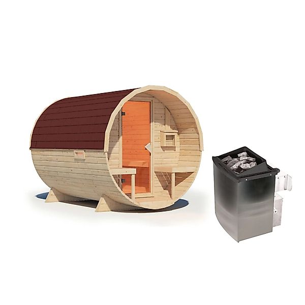 Chillroi Fasssauna Saunaofen Eingebaute Steuerung 9kW Inklusive Dachschinde günstig online kaufen