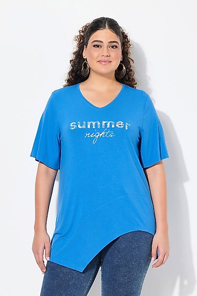 Ulla Popken Longshirt T-Shirt Schriftzug Volant günstig online kaufen