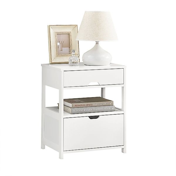 SoBuy Nachttisch mit 2 Schubladen und Ablage Moderner Beistelltisch 45x55x3 günstig online kaufen