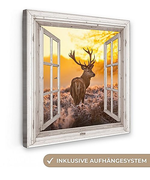 OneMillionCanvasses® Leinwandbild Hirsche - Herbst - Tiere - Natur - Wald - günstig online kaufen