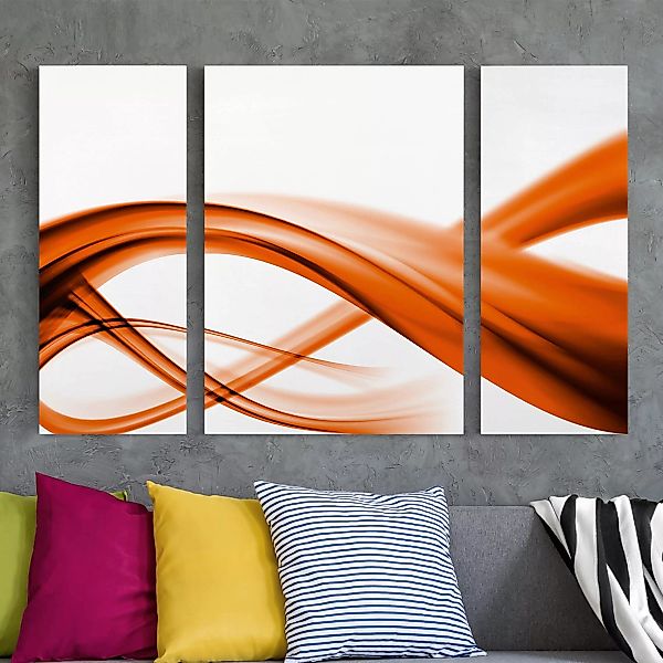 3-teiliges Leinwandbild Abstrakt - Querformat Orange Element günstig online kaufen