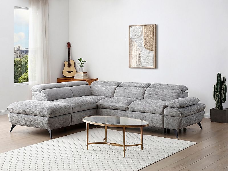 Ecksofa mit Schlaffunktion - Ecke links - Strukturstoff - mit Rückenlehne - günstig online kaufen