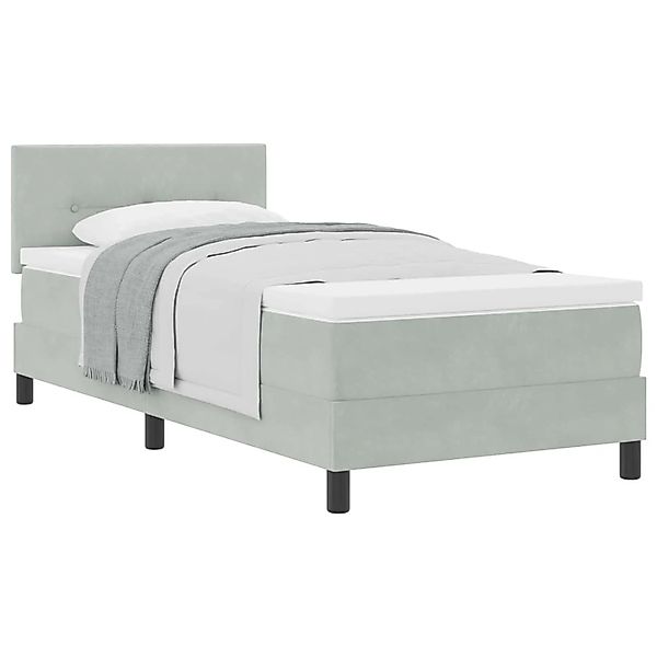 vidaXL Boxspringbett mit Matratze Hellgrau 100 x 200 cm Samt 3339152 günstig online kaufen