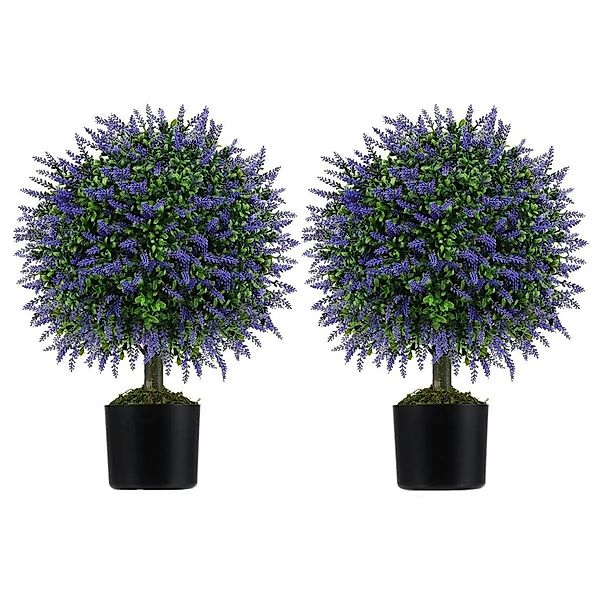 Costway 2er Kunstpflanze mit Lavendelbäume In Lila 58cm Grün günstig online kaufen