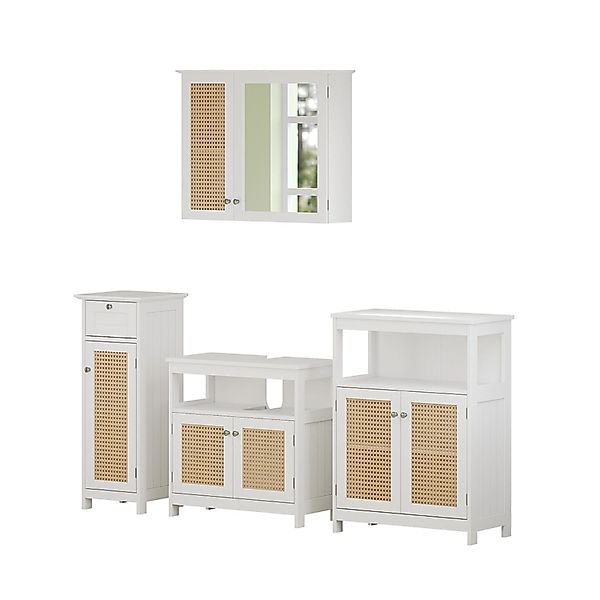 Vicco Badmöbel-Set Rosario Weiß 4 Teile mit Midischrank günstig online kaufen