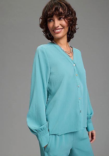 Laura Scott Langarmbluse mit V-Ausschnitt, figurumspielende Passform, hüftb günstig online kaufen