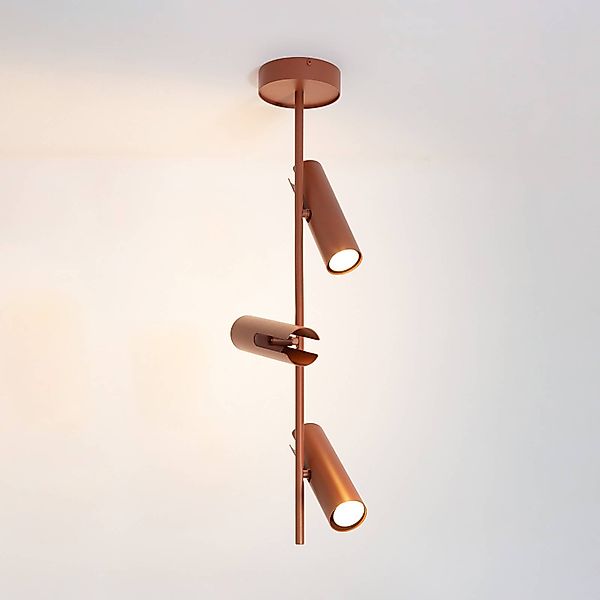 Deckenspot Leda 3, ziegelrot, 3-flammig, Stahl, Höhe 76 cm günstig online kaufen