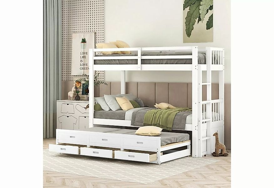 Merax Etagenbett 90x200 cm aus Kiefer mit Ausziehfunktion, Kinderbett mit S günstig online kaufen