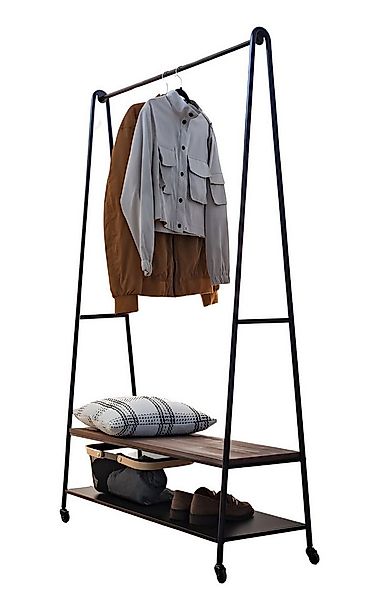 Dekoleidenschaft Kleiderständer "Mobil" Garderobe aus Metall, schwarz & Hol günstig online kaufen