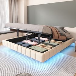 Merax Polsterbett schwebendes Design mit LED-Lichtleiste günstig online kaufen