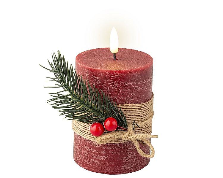 Lumineo LED-Kerze, LED Kerze mit Timerfunktion 7,5x13cm Wachs Rustik Bordea günstig online kaufen