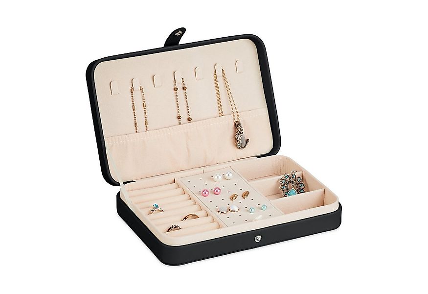 relaxdays Schmuckkasten Schmuckkästchen für Reisen, schwarz günstig online kaufen