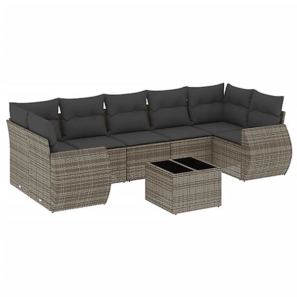 vidaXL 8-Tlg Garten-Sofagarnitur mit Kissen Grau Poly Rattan 3221139 günstig online kaufen