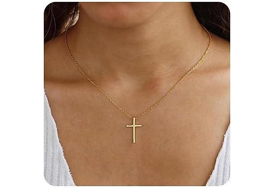 LuxusKollektion Kette und Anhänger Set Kreuz-Halskette 18 Karat vergoldet m günstig online kaufen