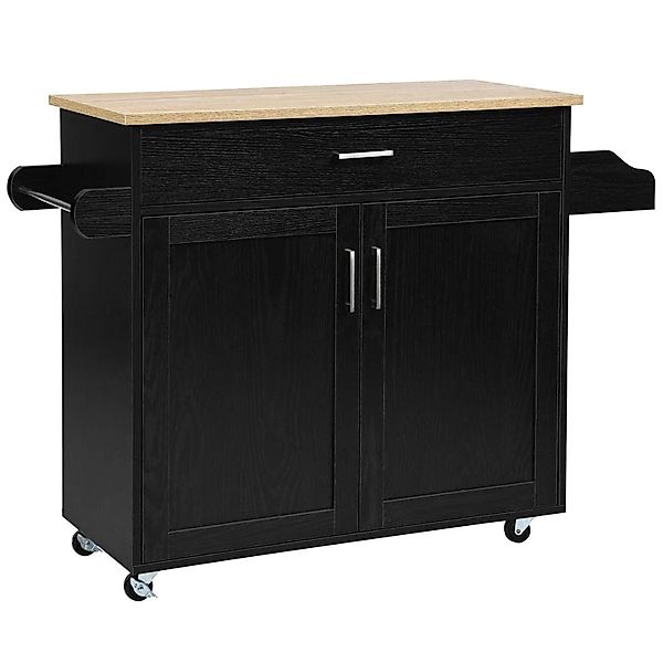 Costway Küchenwagen mit Rollen Aus Holz Schwarz 116 x 40 x 85 cm günstig online kaufen