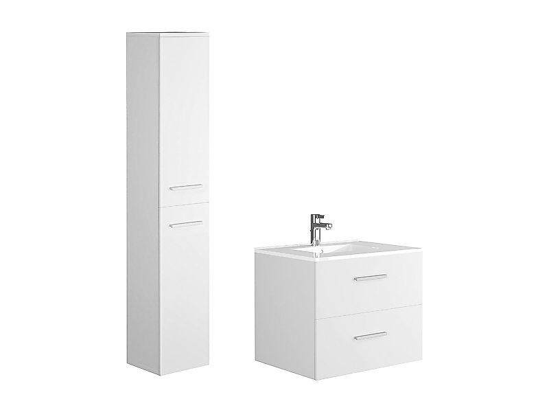 Waschbeckenunterschrank hängend mit Einzelwaschbecken & vertikalem Schrank günstig online kaufen