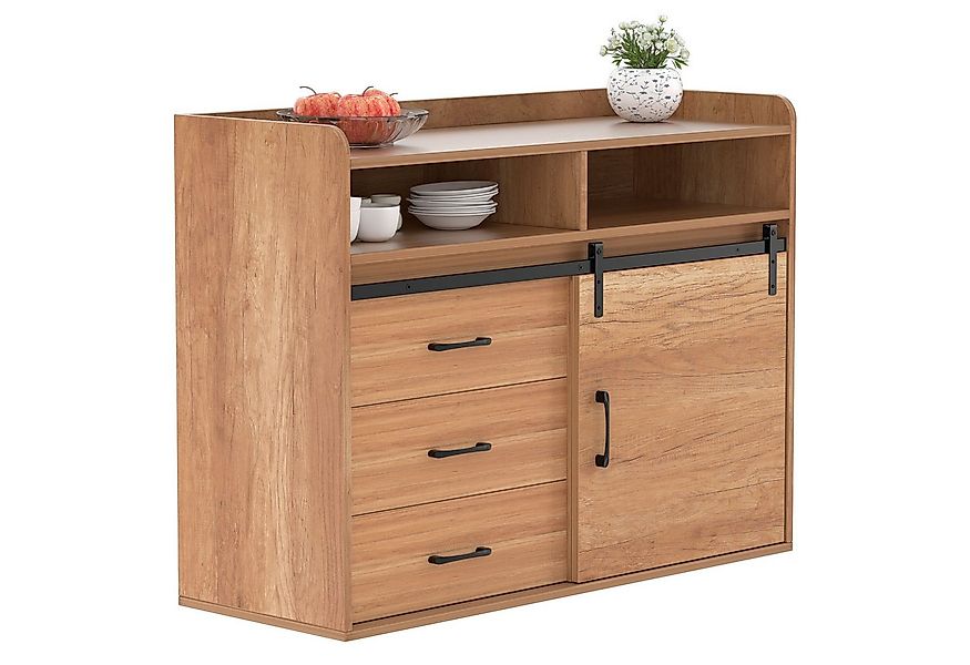 HOMAVO Sideboard HG1-S mit Schiebetür, 3 Schubladen & offenen Fächern, FSC- günstig online kaufen